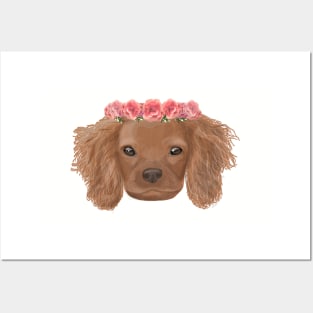 Floral Puppy Crown Posters and Art